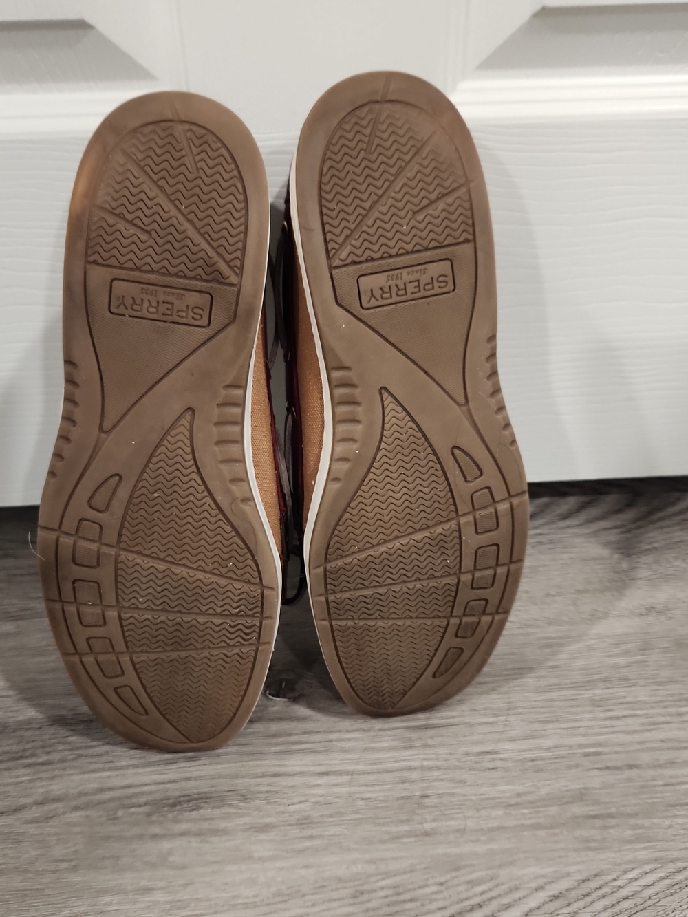 Sperry Top-Slider Anglefish Varsity Boat Shoes Womens Size 10 Brown Leather - Picture 6 of 7